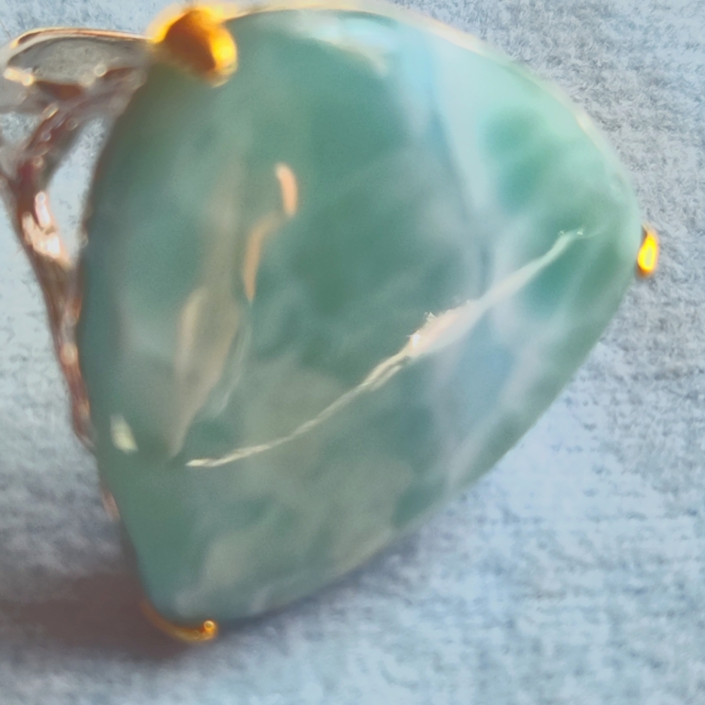 Huge 50 mm quadrillion Larimar gemstone ring 8